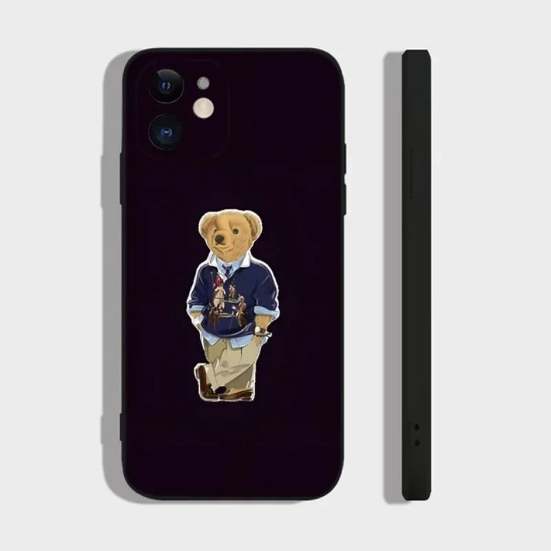 Fashion Cartoon Bear Phone Case For iPhone 17 16 15 11 12 14 13 Pro Max Mini X XS XR 7 Plus 16E Air Shockproof Soft Cover Fundas