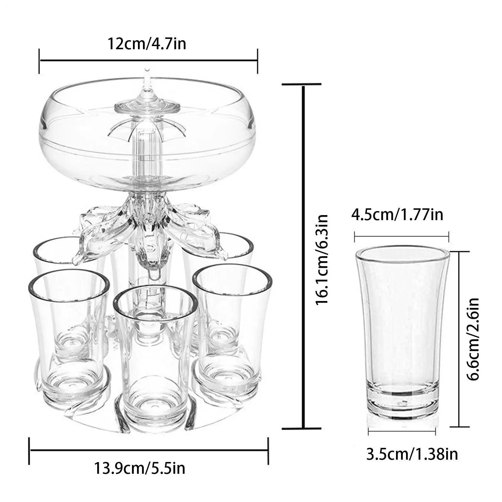 Shot Pourer Dispenser Shot Pourer Liquor Dispenser Cocktail Dispenser 6 Shots Party Drink Dispenser Shot Glass Holder Beverage