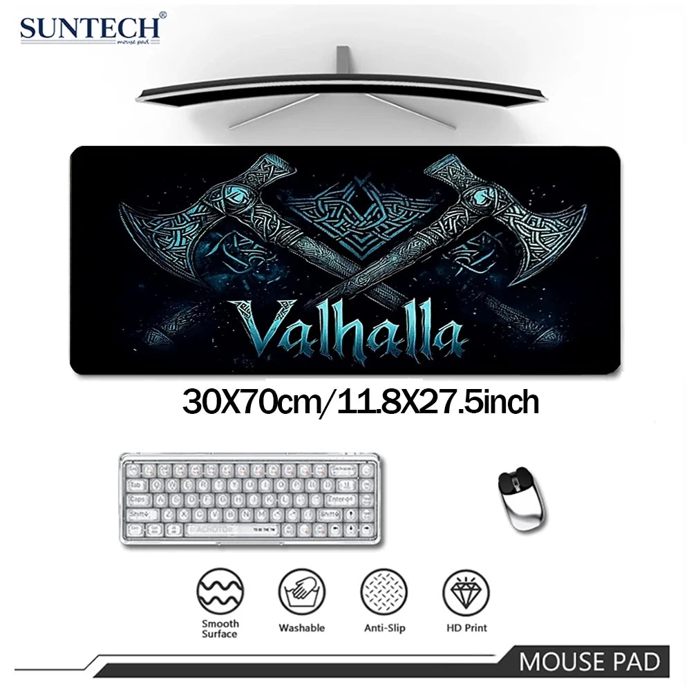 Viking Valhalla Gaming Desk Mat Gaming mats Mouse pad large Mousepad 400X900 PC Computer Double axe design rune Extended pad