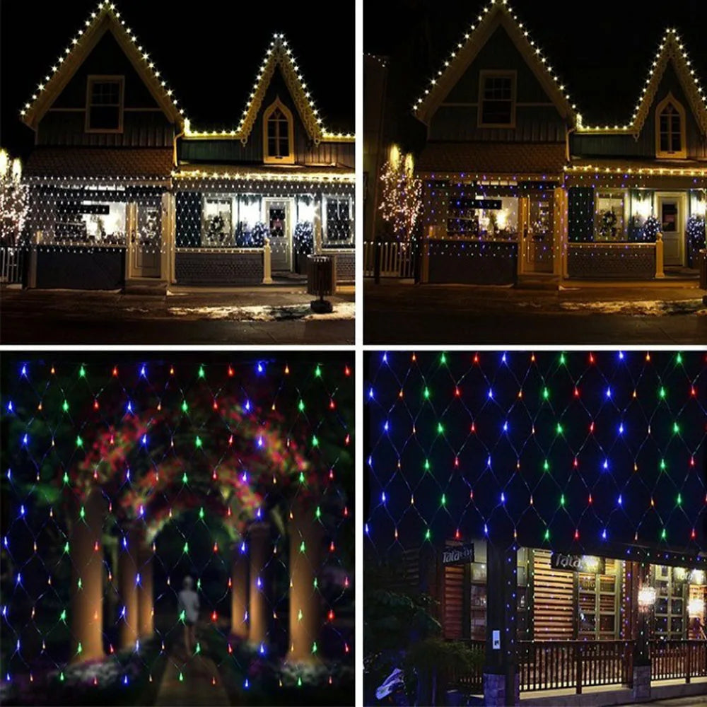 3mx3m 3mx2m 2mX2m LED String Christmas Net Lights Fairy Xmas Party Garden Wedding Decoration Curtain Light Christmas Garlands