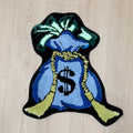 Blue Money Bag Tufted Rug Bedroom Aesthetics Rug Minimalist Tufted Rug Housewarming Gift Handmade Beside Rug Gift Home Decor