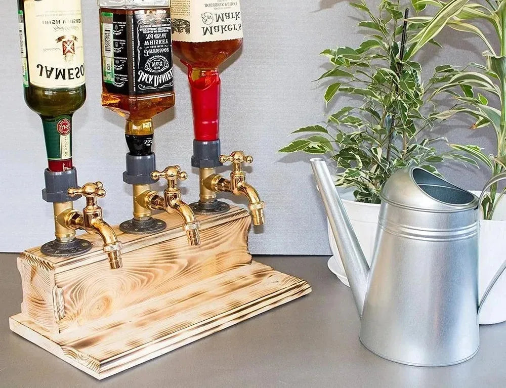 Wood Faucet Shaped Whisky Liquor Dispenser Perfect Wine Alcohol Gifts for Dad  Husband Rustic Farmhouse Bar Home Decor