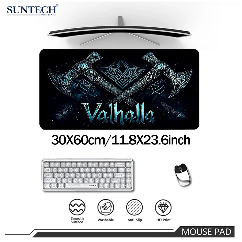 Viking Valhalla Gaming Desk Mat Gaming mats Mouse pad large Mousepad 400X900 PC Computer Double axe design rune Extended pad