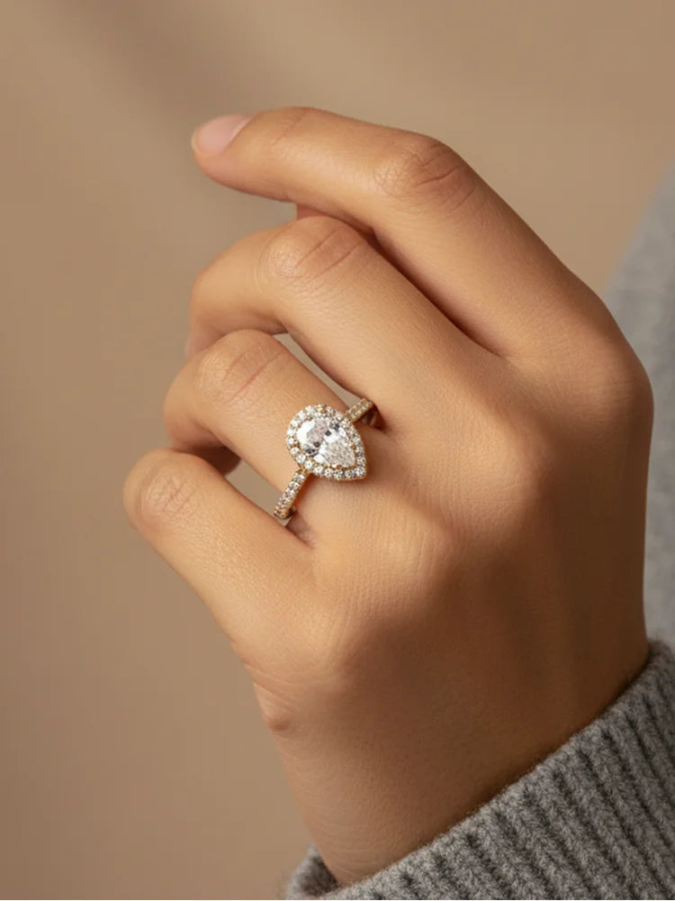 925 Sterling Silver Simplicity Classic Fashion Water Drop Ring For Women Engagement Wedding Luxury High Quality Fine Jewelry