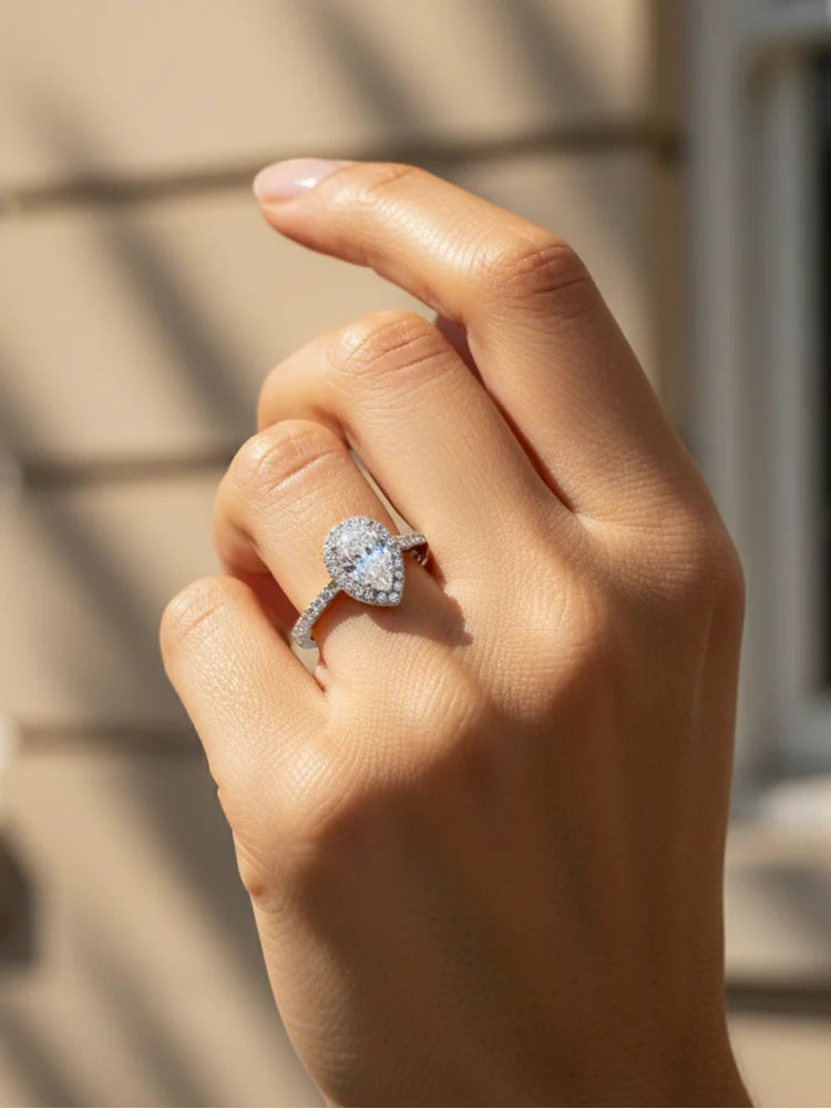 925 Sterling Silver Simplicity Classic Fashion Water Drop Ring For Women Engagement Wedding Luxury High Quality Fine Jewelry