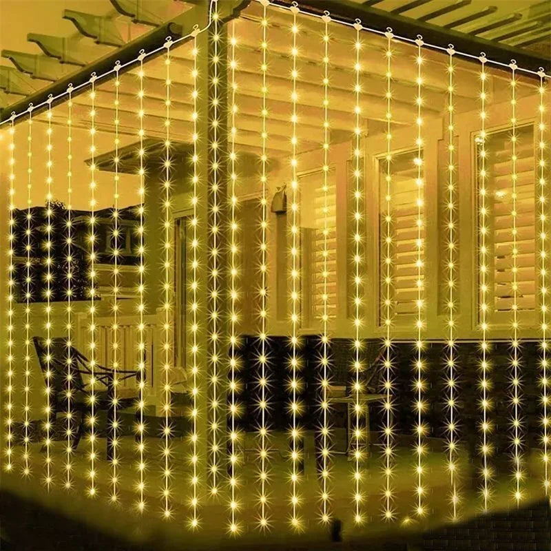 Outdoor Solar Curtain LED String Lights New Year Christmas Landscape Decorative Courtyard Atmosphere Light Holiday Garden Light