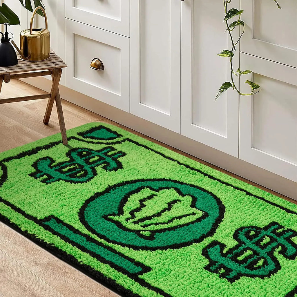 Cartoon Money Rugs Waterproof Floor Mat Fluff Carpet Non-slip DoorMat Halloween Decor Banknote Rug for Bathroom Hallway Balcony