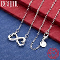 DOTEFFIL 925 Sterling Silver Double Heart Pendant Necklace 18 inch Chain For Woman Engagement Wedding Fashion Charm Jewelry