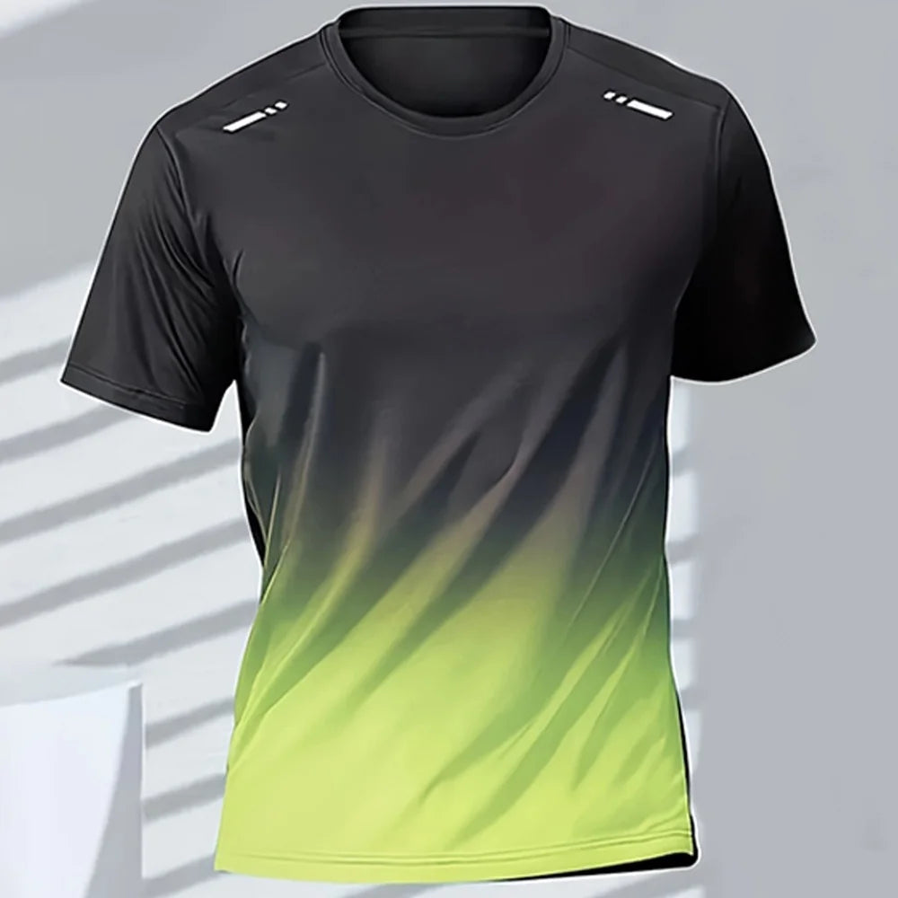 Men's T-Shirts Sports Fitness Basketball Quick-Dry Gradient Running Jersey Short Sleeve Tops Outdoor Sports Training Men Clothes