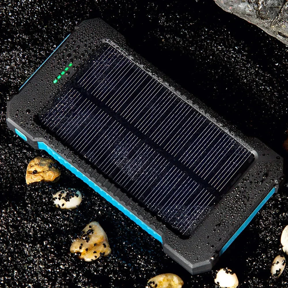 H  020000mAh Solar Power Bank Portable External Battery Double USB Fast Charging Powerbank Phone Charger For Smart Mobile Phone