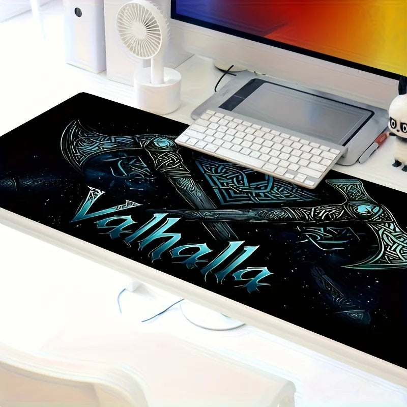 Viking Valhalla Gaming Desk Mat Gaming mats Mouse pad large Mousepad 400X900 PC Computer Double axe design rune Extended pad