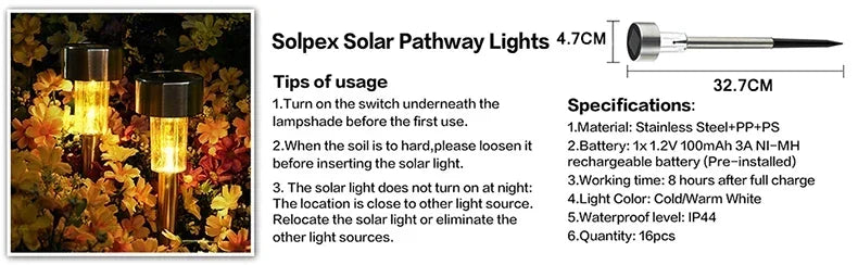 1/5/10PCS Solar Powered Garden Lantern Outdoor Lights Landscape Lighting Pathway Yard Lawn Patio Garden Decorative Lamp