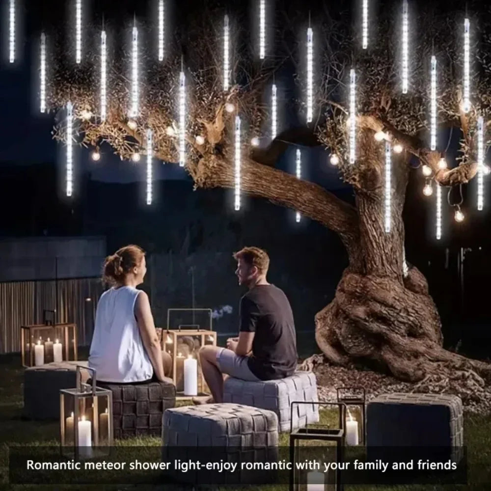 30cm 8Tubes LED Meteor Shower Lights AA Battery Indoor/Outdoor Decor for Trees, Yards, Gardens, Parties, Christmas, Halloween