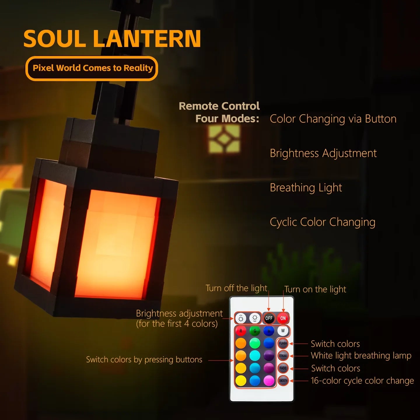 MyWorld Pixel Style Wall Night Light USB Creative Chandelier Remote Control 16 Colors For Bedroom Decorative Atmosphere Light