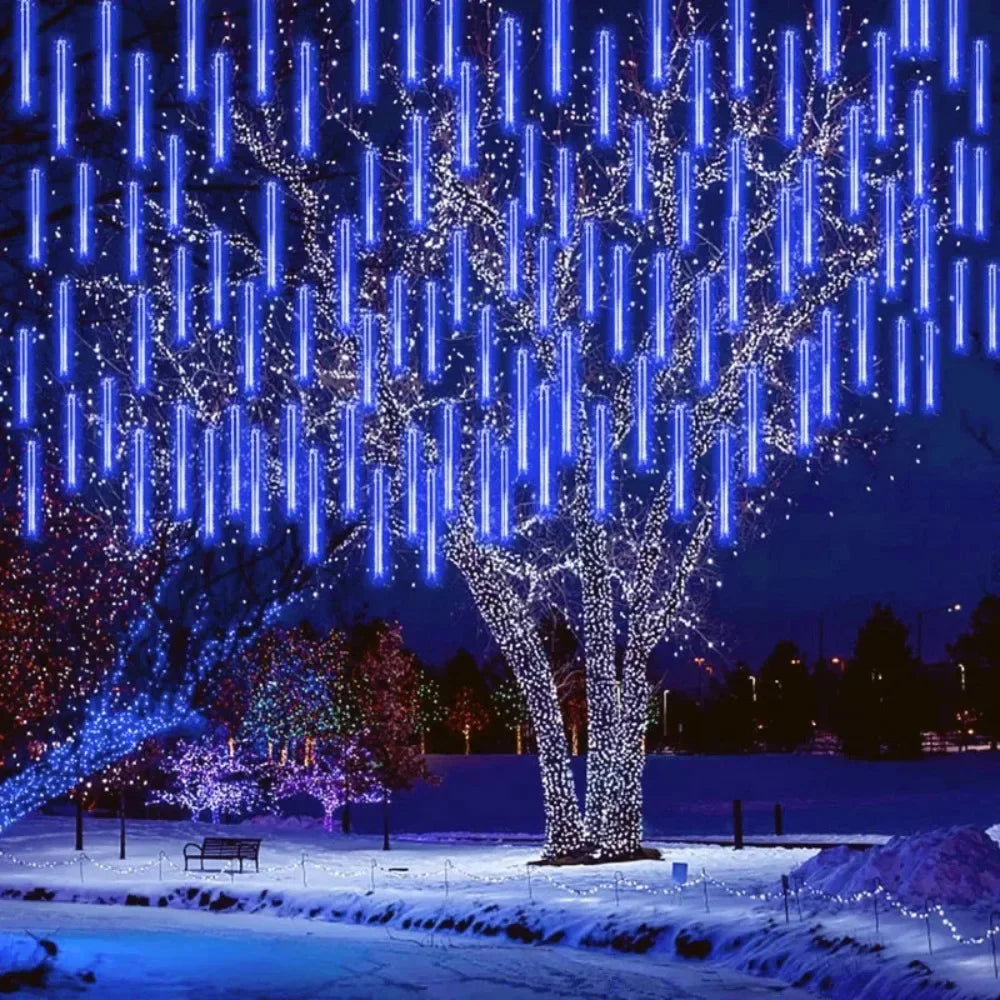 30cm 8Tubes LED Meteor Shower Lights AA Battery Indoor/Outdoor Decor for Trees, Yards, Gardens, Parties, Christmas, Halloween