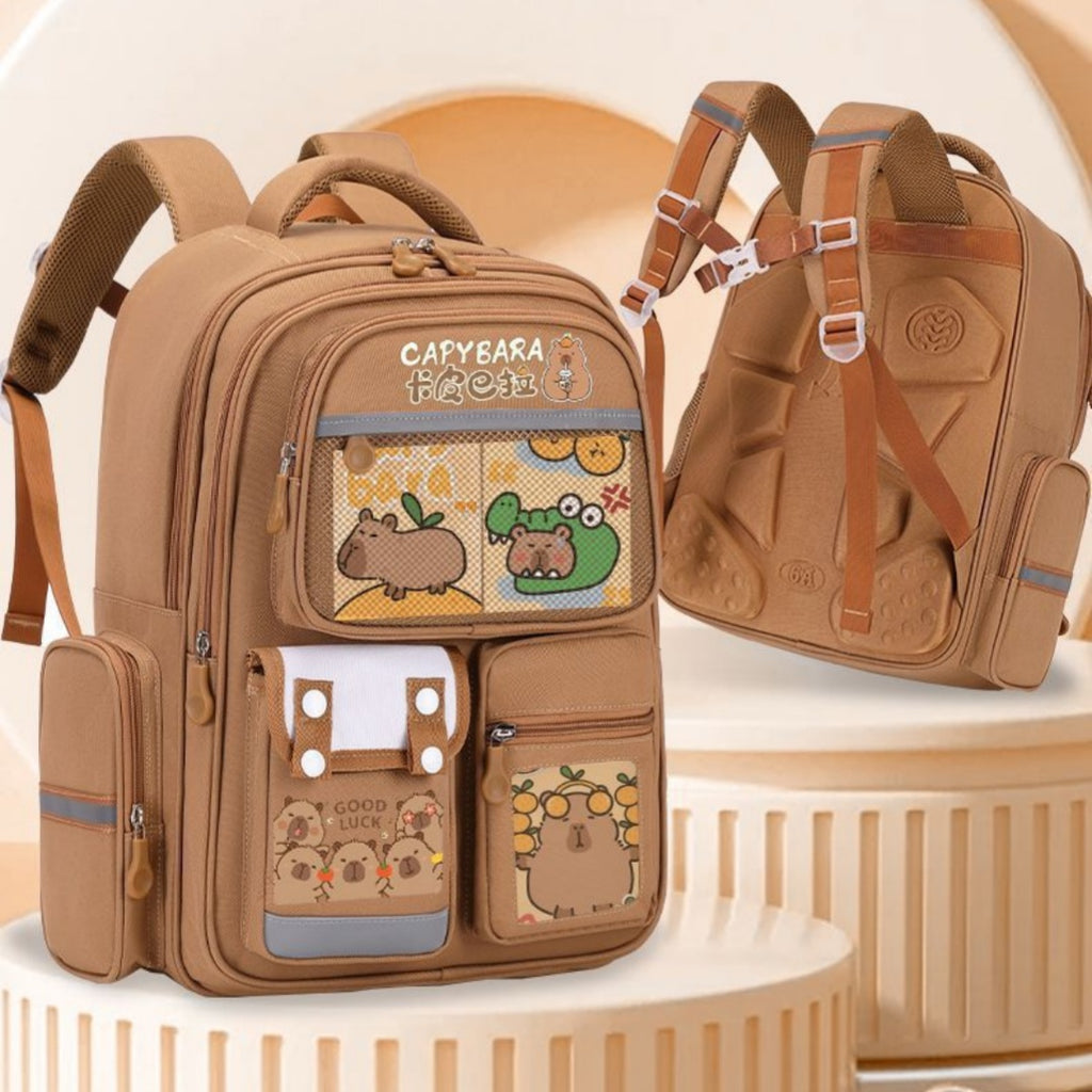 Cartoon Water Dolphin Kapibala Elementary School Backpack