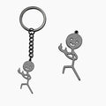 Cute And Creative Emoji Pendant Featuring A Little Figure Giving Two Middle Fingers On One Side Made From Stainless Steel As A Keychain