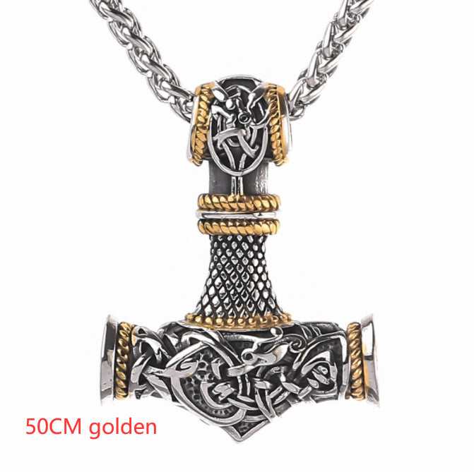 Nordic Vikings Hammer Rune Pendant Necklace Male