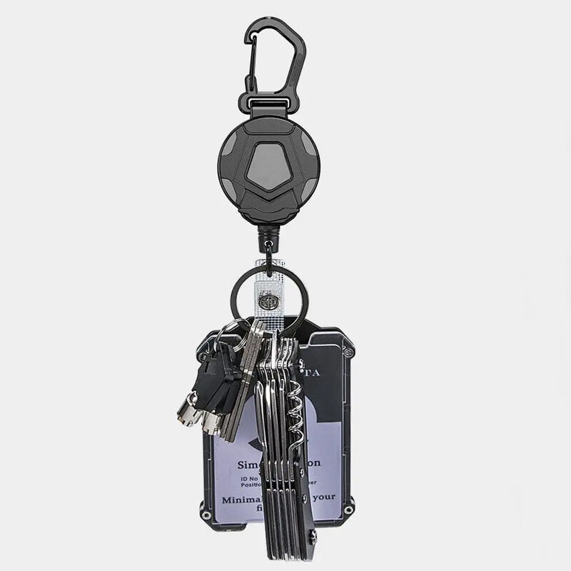Retractable Heavy Duty Pull Ring Key Chain Recoil Keyring Steel Wire Rope Holder