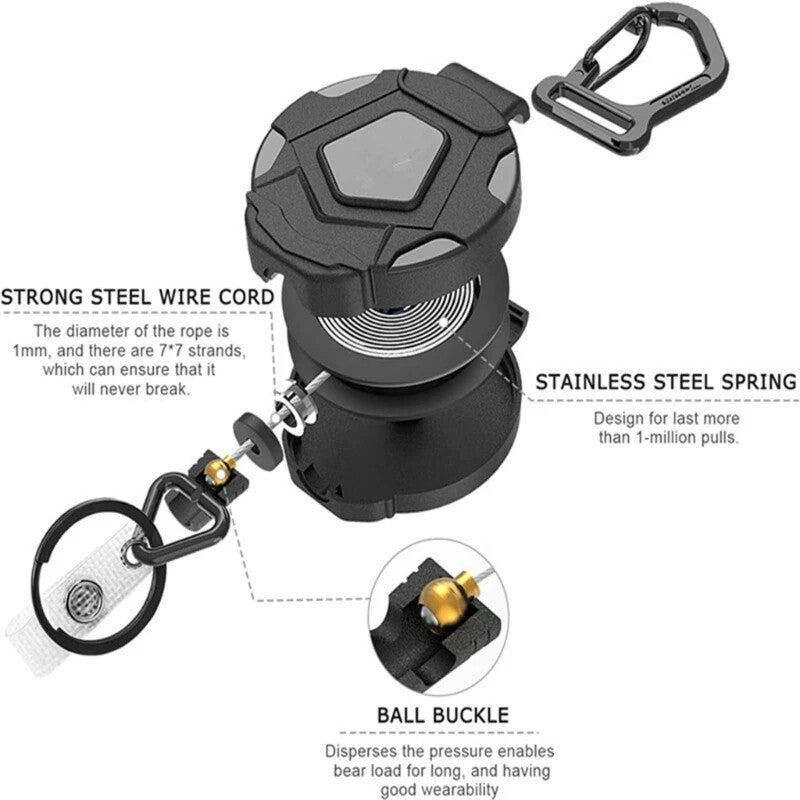 Retractable Heavy Duty Pull Ring Key Chain Recoil Keyring Steel Wire Rope Holder